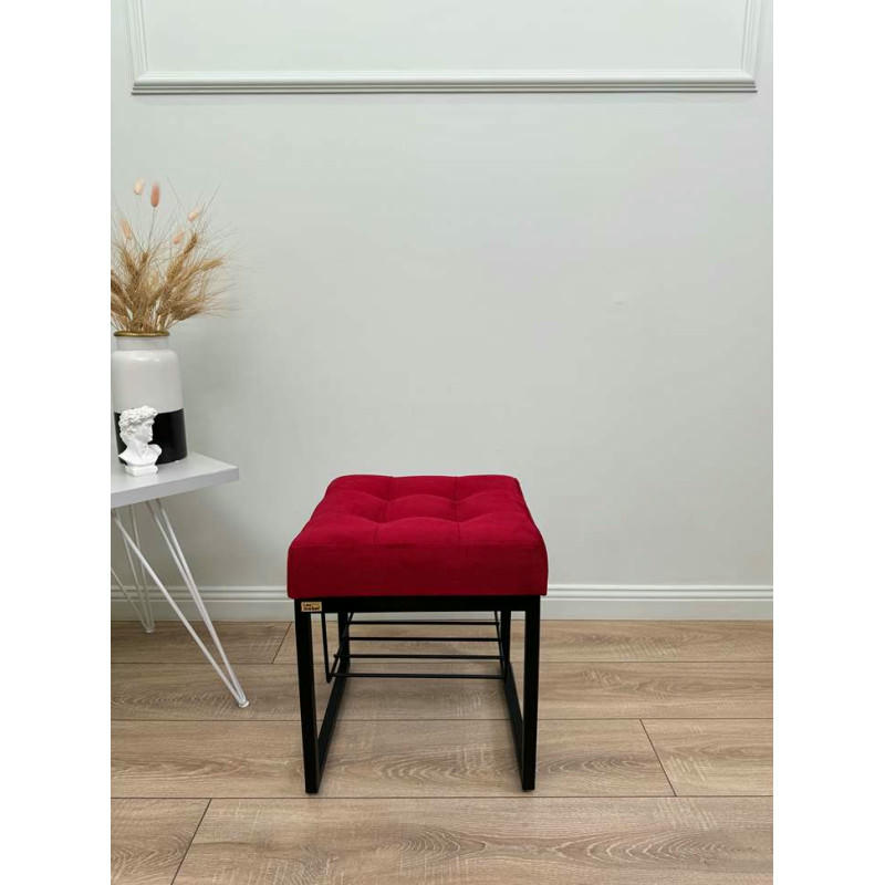 Банкетка Марсей 40-44 с полкой (бордовый/черный)