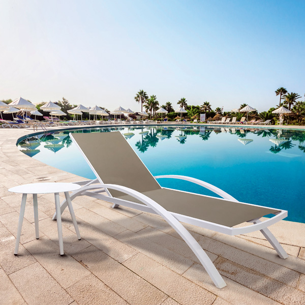 Шезлонг металлический Oliver белый, тортора