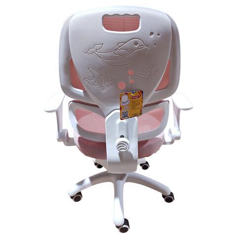 Кресло детское с поясничной поддержкой BRABIX KIDS "MG-225", сетка/ткань TW, розовое, 533316