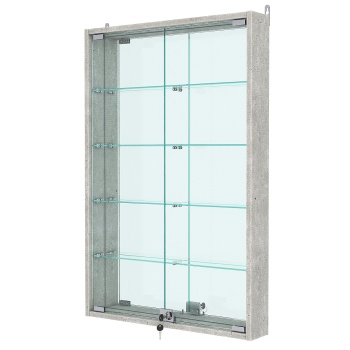 Витрина настенная №2-2АУ с зеркалом, Метрополитан Грей