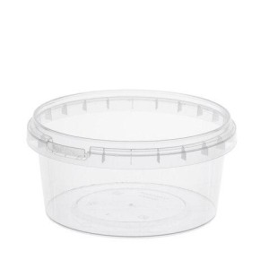 Банка с крышкой 500 мл, пластиковая под пресервы с контрольным замком, диаметр 122 мм, ВЗЛП, 1215КП