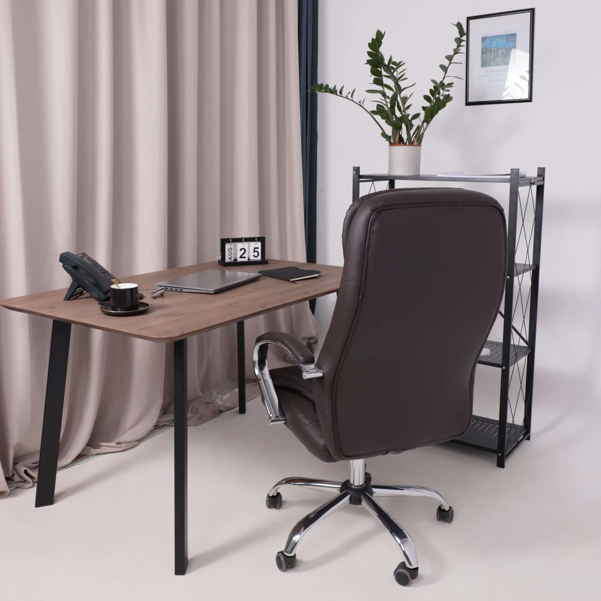 Кресло поворотное Richard New, коричневый, экокожа