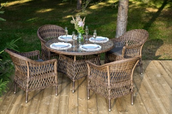 "Дольче" обеденная группа из искусственного ротанга, цвет коричневыйцвет коричневый