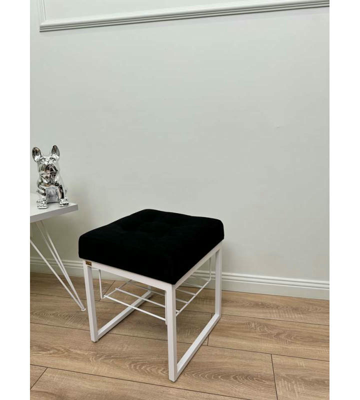 Банкетка Марсей 40-44 с полкой (черный/белый)