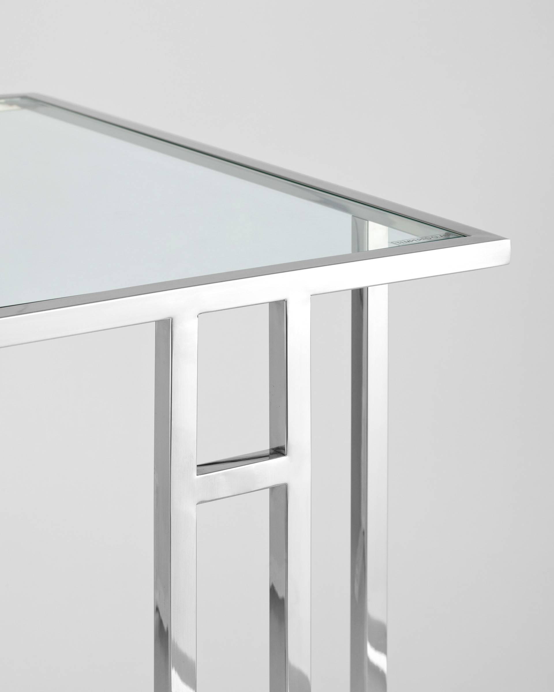 Журнальный столик 50*32 БОСТОН прозрачное стекло сталь серебро