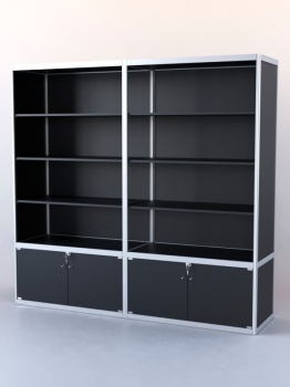 Витрина-стеллаж из ал.профиля №2-1 (2-ух метровая), Черный