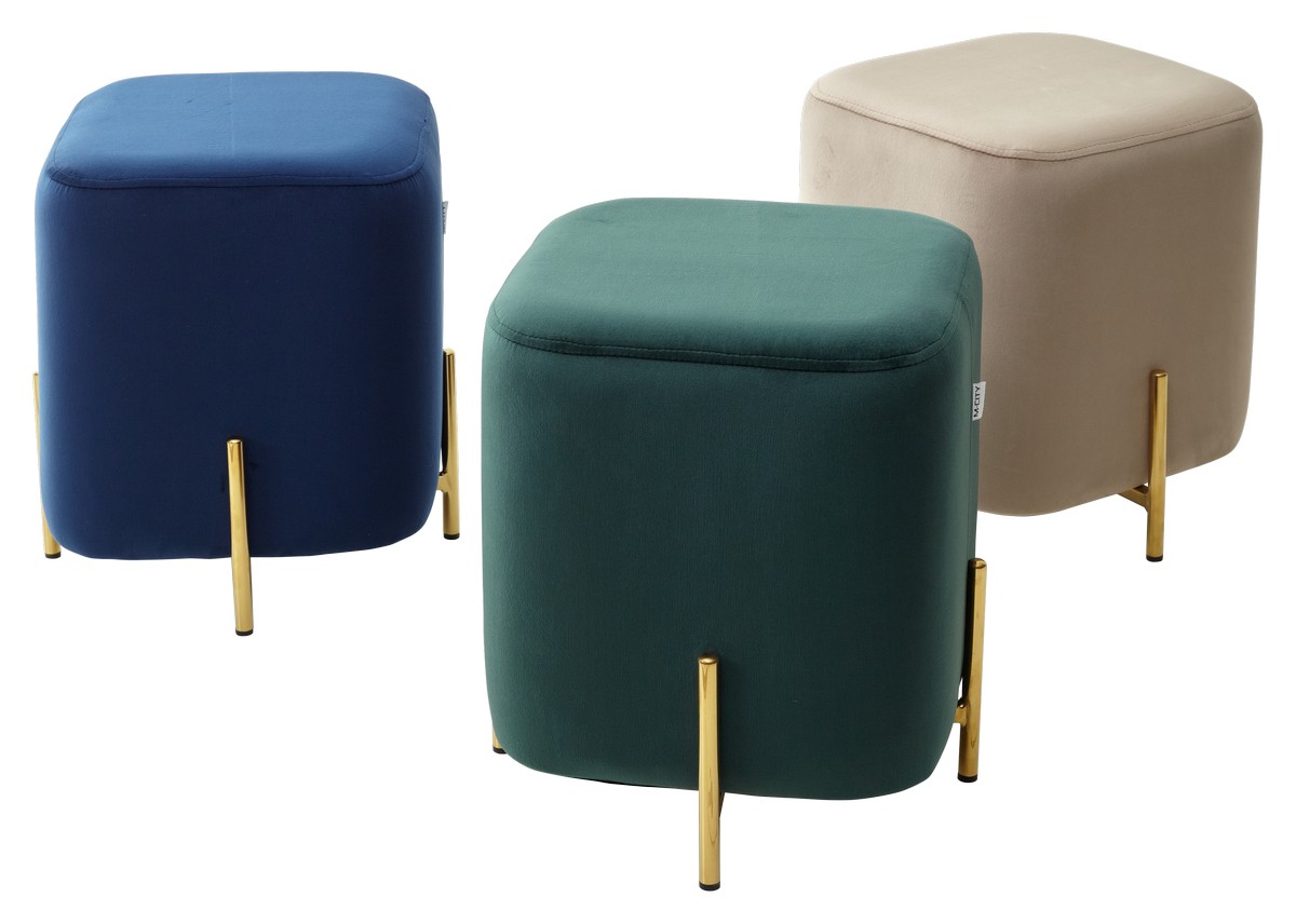 Пуф для гостиной АРЕС (ARES) цвет BLUVEL-78 зеленый / золотой
