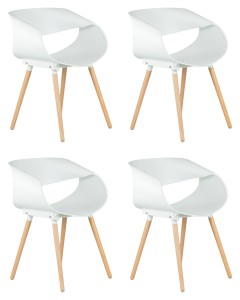 Набор 4 шт Стул обеденный DOBRIN ALIEN, ножки светлый бук, цвет белый (W-02)