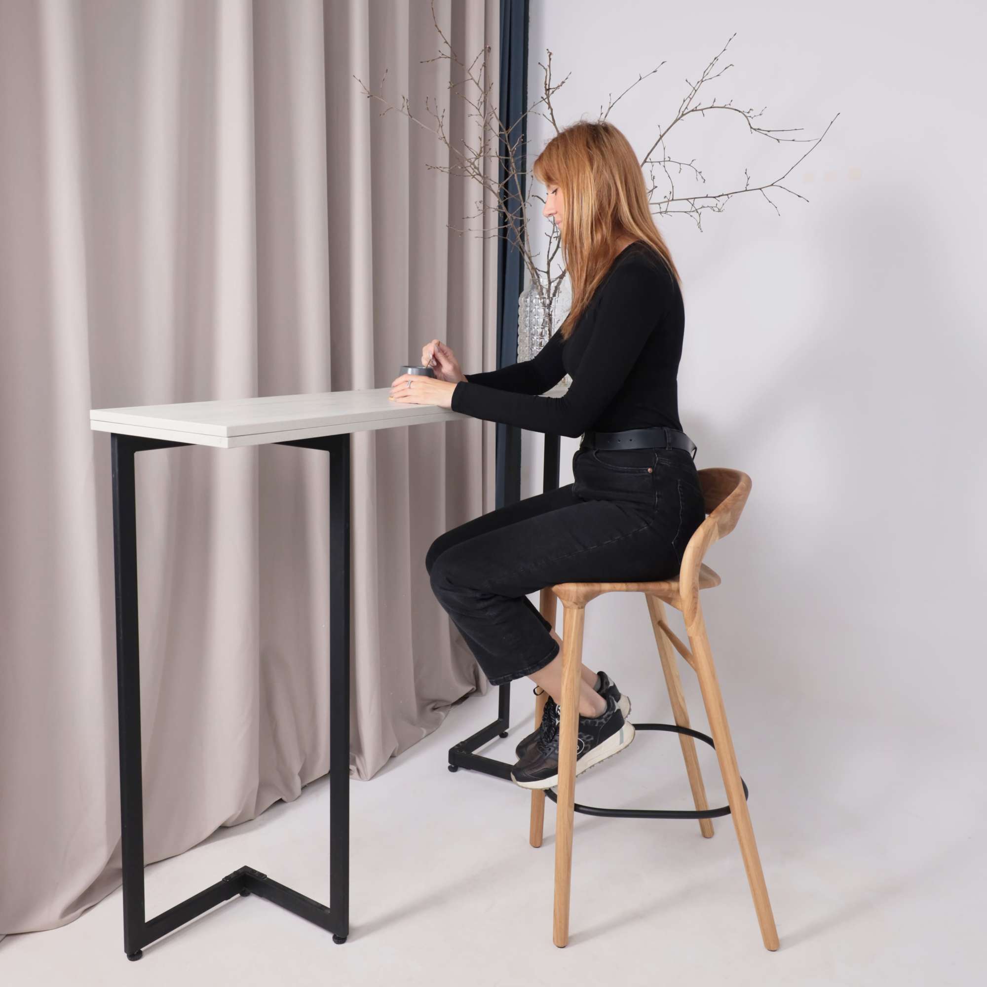 Стул барный Мэри, дуб натуральный, массив дуба