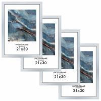 Рамка 21х30 см небьющаяся, КОМПЛЕКТ 4 шт., багет 16 мм, МДФ, BRAUBERG "Basic", белая, 391258