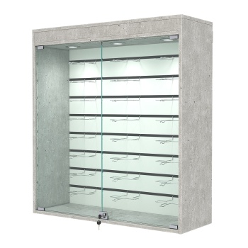 Витрина настенная №4-2БГ с экономпанелью, без полок, с подсветкой, Метрополитан Грей