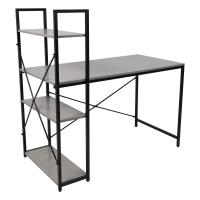 Стол письменный ONYX, со стеллажом, бетон/черный металл, 1200*600*750(1220)