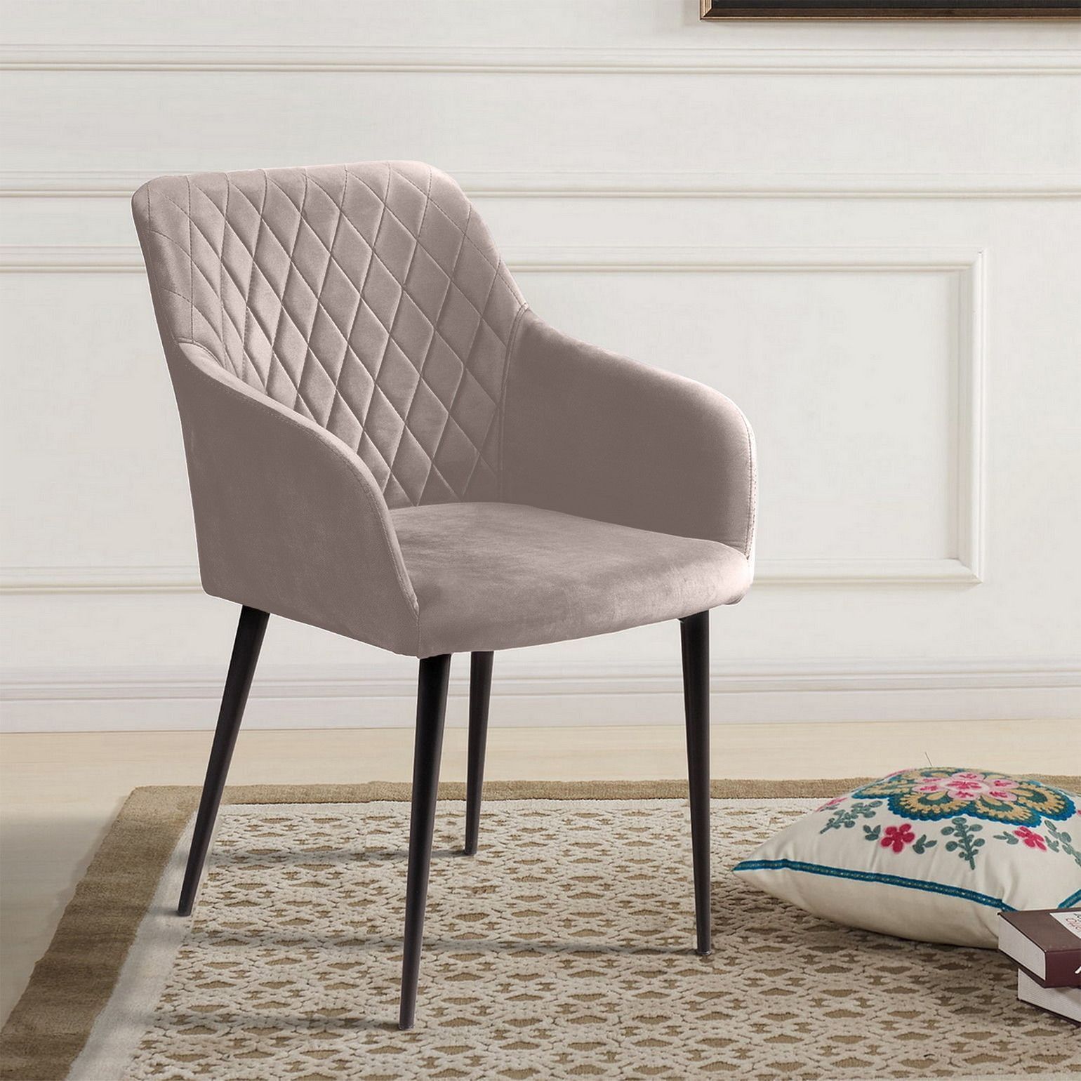 Стул с подлокотниками Роберт, бархат пепельно-бежевый 25