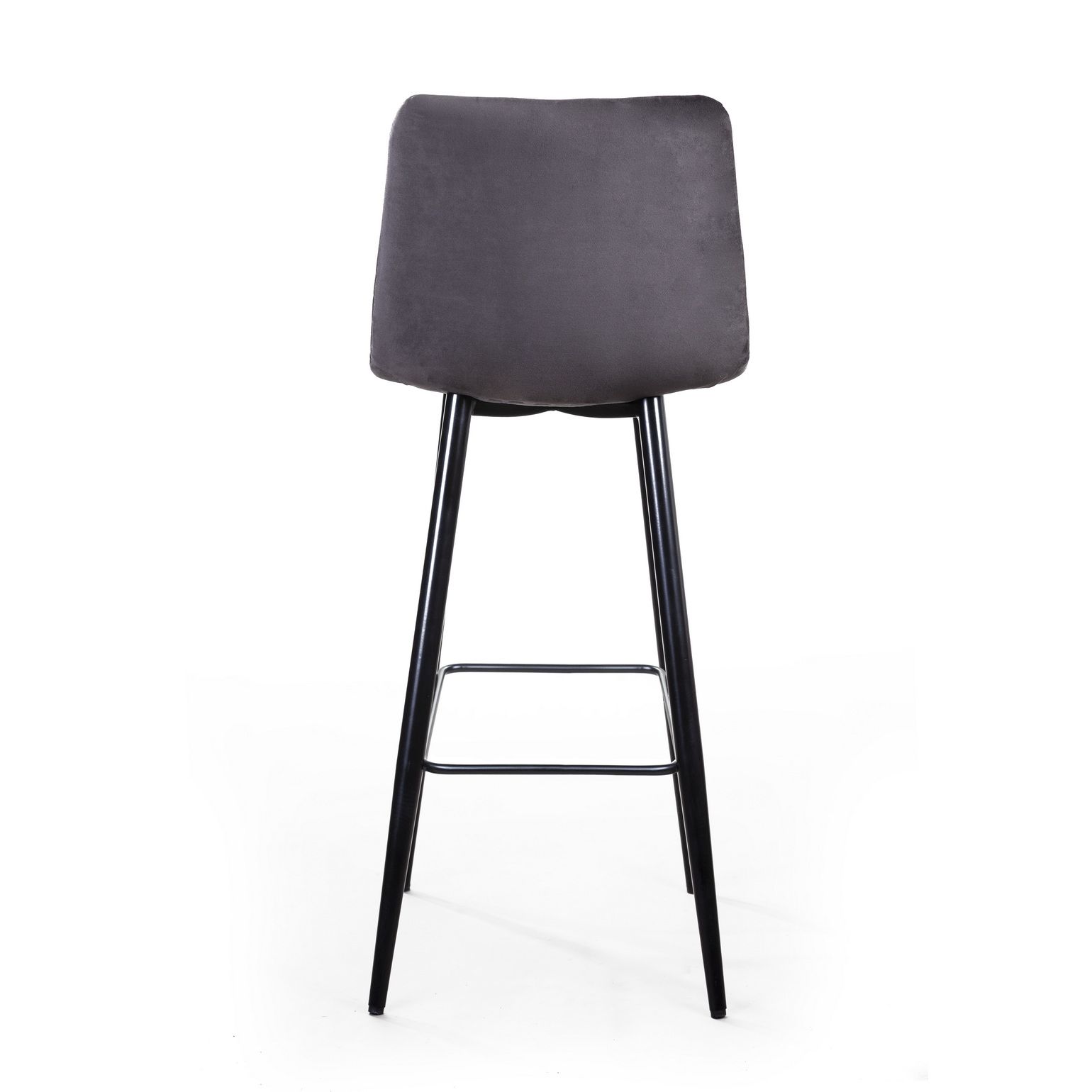 Стул барный Уно, бархат серый 27 / чёрный конус