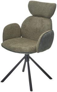 Стул ВАРДИ (VARDY) 360 град.поворот, Зеленый, ткань/ 7525-156 Зеленый, велюр/Черный, ®DISAUR