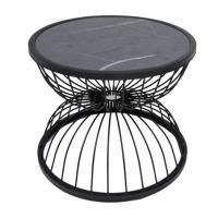 Стол журнальный PLAIN серый мрамор, черный металл