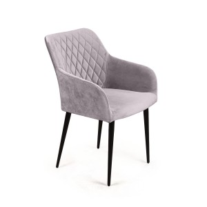 Стул с подлокотниками Роберт, бархат светло-серый 26