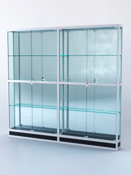 Витрина "ПРЯМОУГОЛЬНАЯ" №4-2м-200-3 (задняя стенка - зеркало), Черный