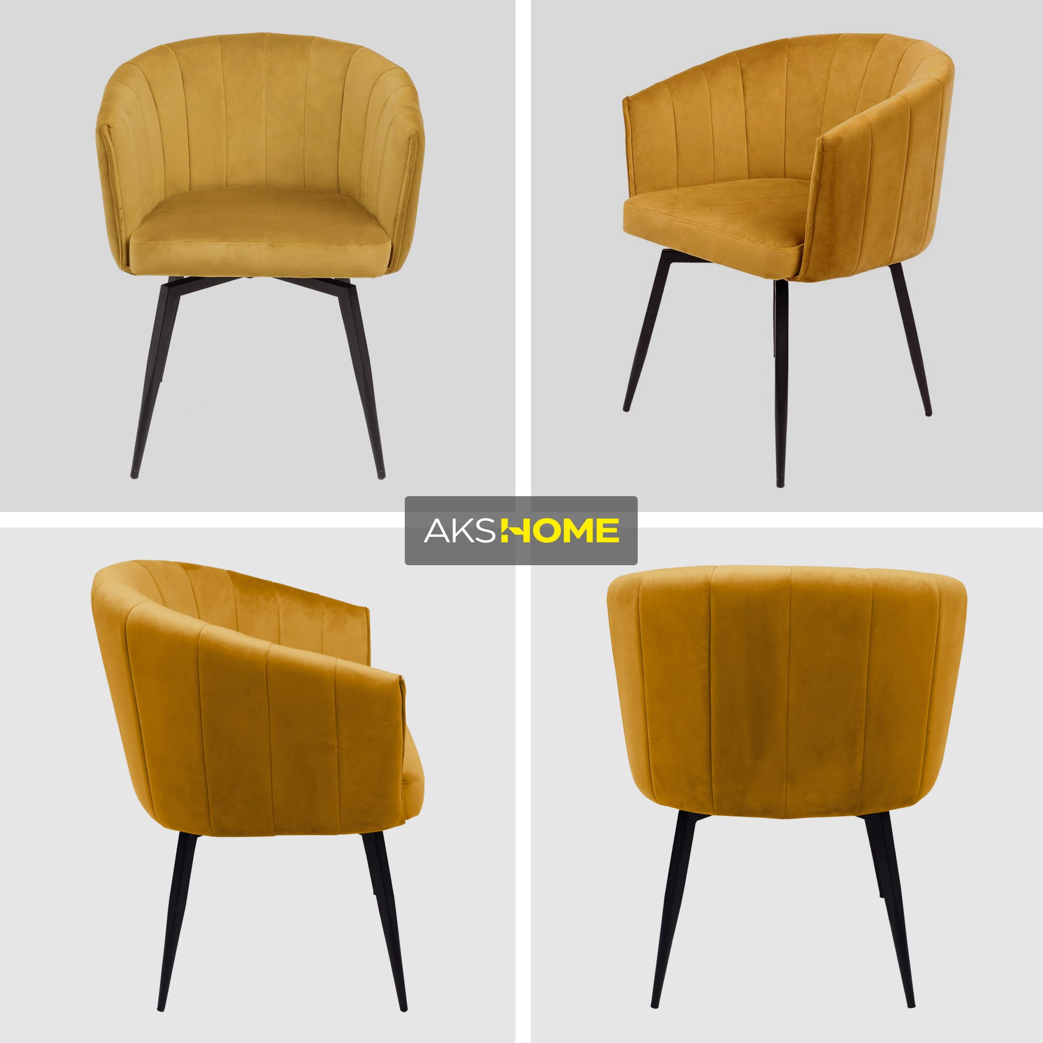 Кресло Melon, поворотное, карри, велюр