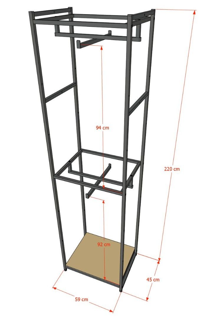 Стеллаж для одежды A2260-03-ЧБ 220х60х45