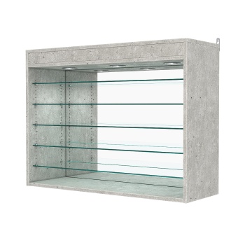 Витрина настенная с регулировочными полками №3-8ГГ-РЕГ с зеркалом и с подсветкой, Метрополитан Грей