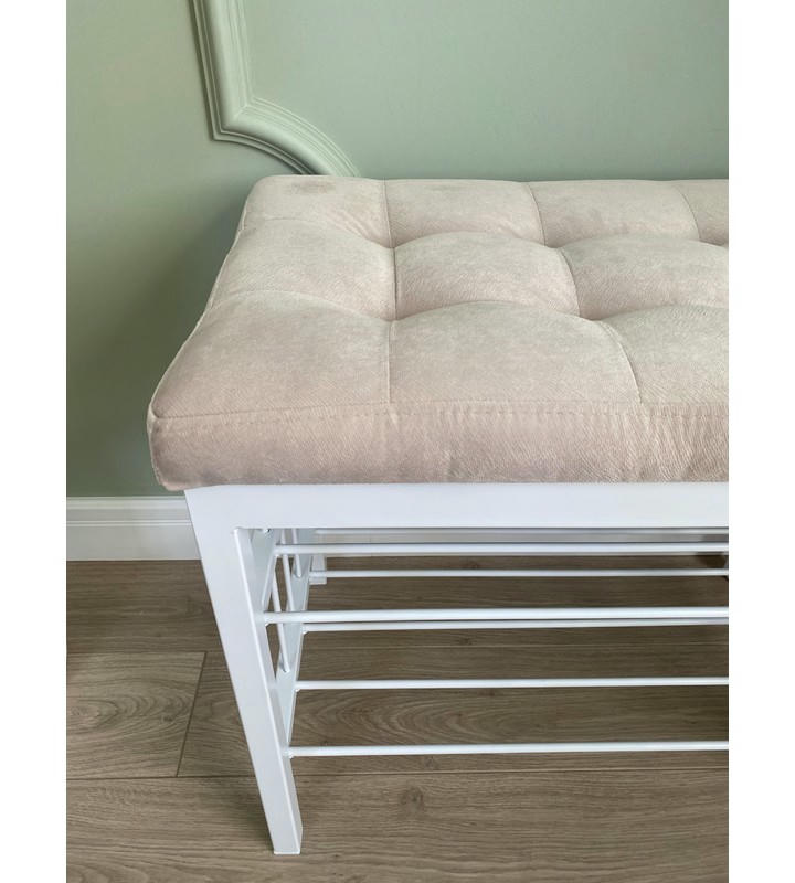 Банкетка Сканди-60-2-х полочная (бежевый/белый)