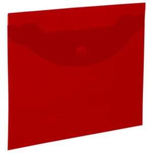 Папка-конверт с кнопкой прозрачная МАЛОГО ФОРМАТА, А5, BRAUBERG "UNIVERSAL", красная, 0,15 мм, 273068