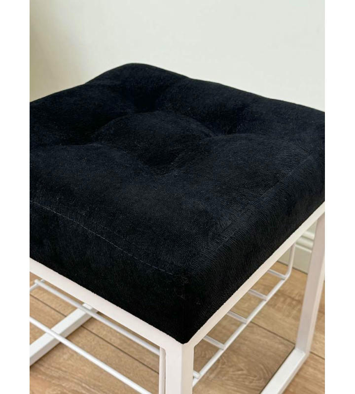 Банкетка Марсей 40-44 с полкой (черный/белый)