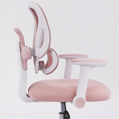 Кресло детское с подставкой для ног BRABIX KIDS "MG-220", сетка/ткань TW, розовое, 533314