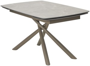 Стол РИВОЛИ (RIVOLI) 140 цвет ЛАТТЕ МАТОВЫЙ (MATT LATTE STONE SOLID CERAMIC) / ТАУПЕ, ®DISAUR