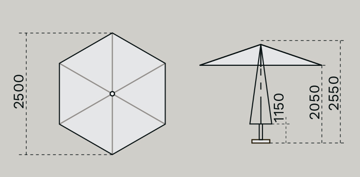 Зонт профессиональный Ø2.5 м Lido Titanium титан, антрацит