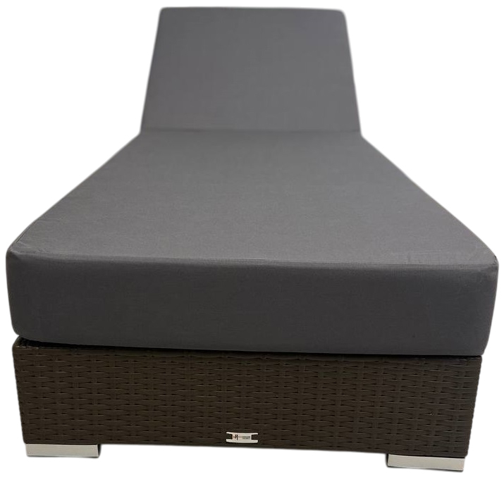 Шезлонг-лежак плетеный с матрасом Mantera коричневый люкс, серый
