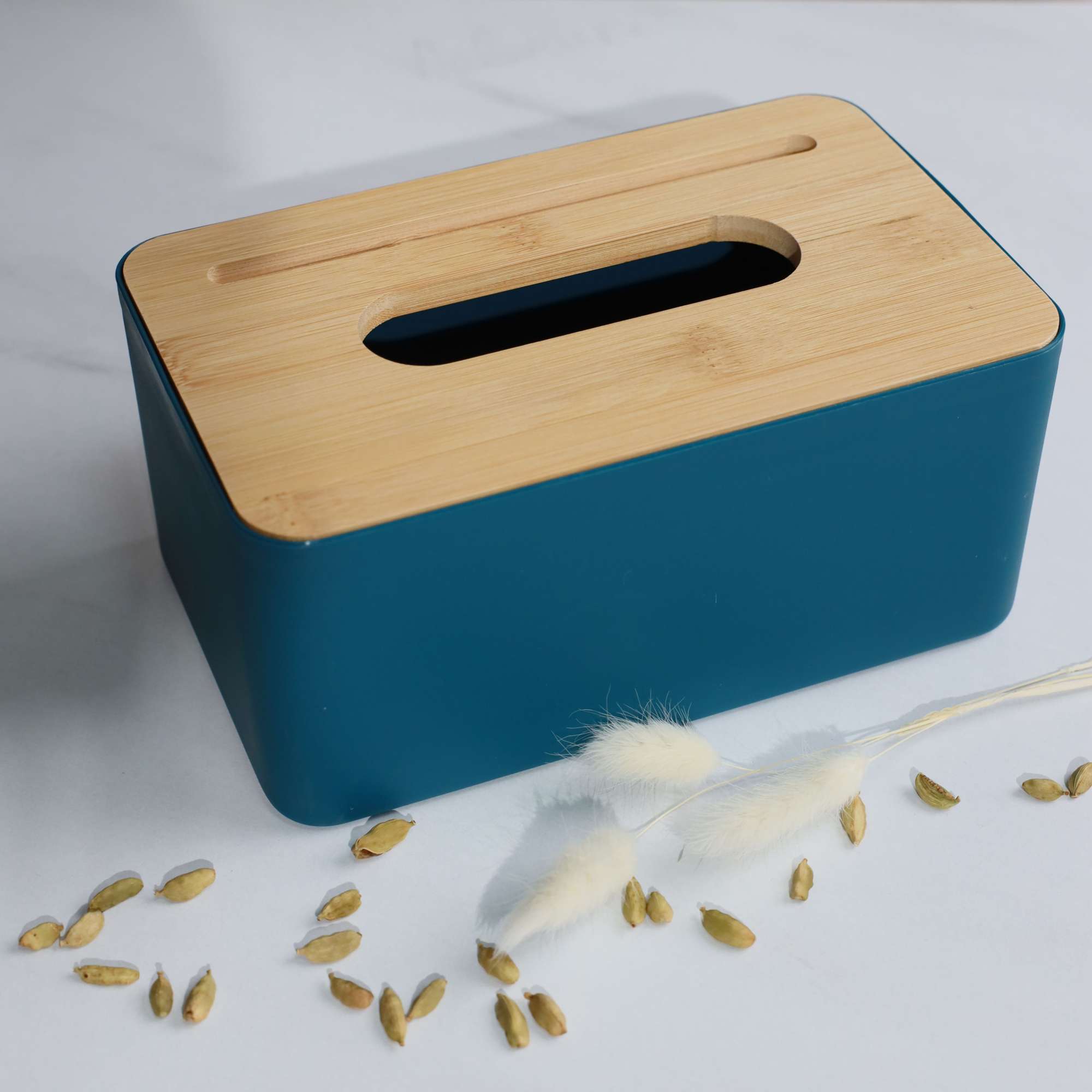 Салфетница BAIL, темно-синий+бамбук, 21*13*10см