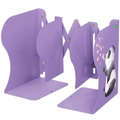 Подставка-держатель для книг и учебников BRAUBERG KIDS "Panda", раздвижная, металлическая, 238064