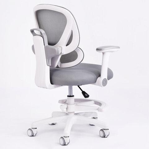 Кресло детское с подставкой для ног BRABIX KIDS "MG-220", сетка/ткань TW, серое, 533315