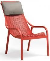 Лаунж-кресло пластиковое с подушкой Net Lounge коралловый, серый