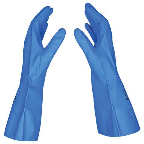 Перчатки нитриловые SCAFFA Практик, хлопчатобумажное напыление, КЩС-1, р. 11, XXL, синие, 00-01017724