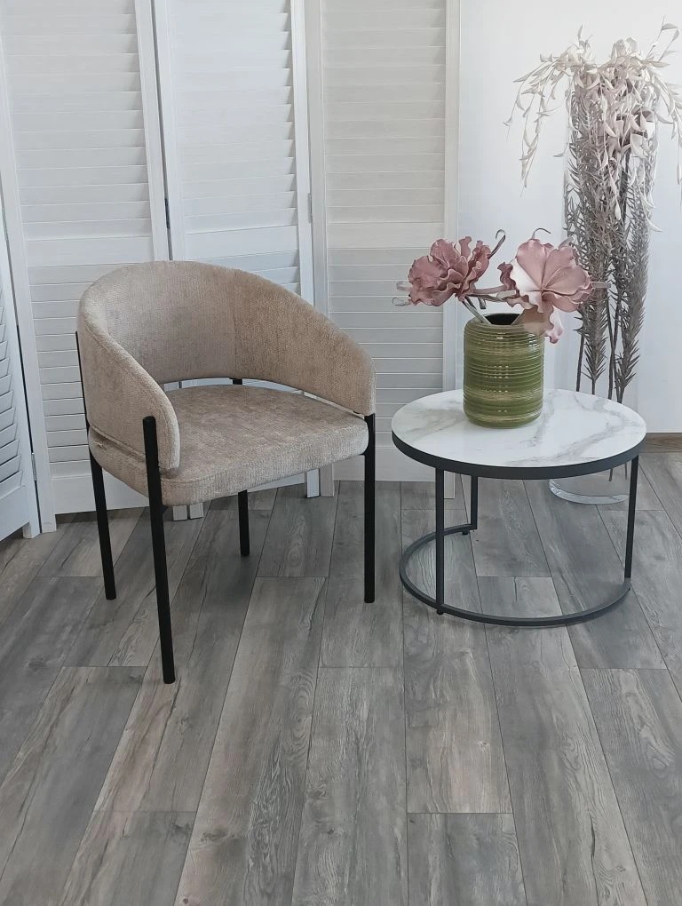 Стул НИКОЛЬ цвет REEF 03 Бежевый, ткань/ черный каркас