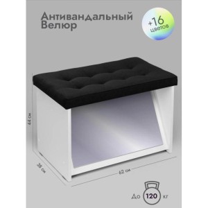 Банкетка ПВЗ-600 с зеркалом (черный)