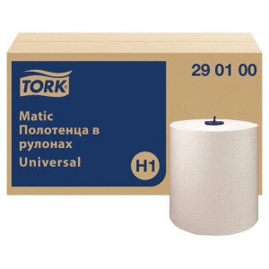Полотенца бумажные рулонные 280 м, Tellus/TORK Matic (Система H1) UNIVERSAL, КОМПЛЕКТ 6 рулонов, 290100