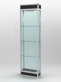 Витрина "ПРОФИЛЬ ПОДИУМ" №3-200-2 (задняя стенка - стекло), Черный