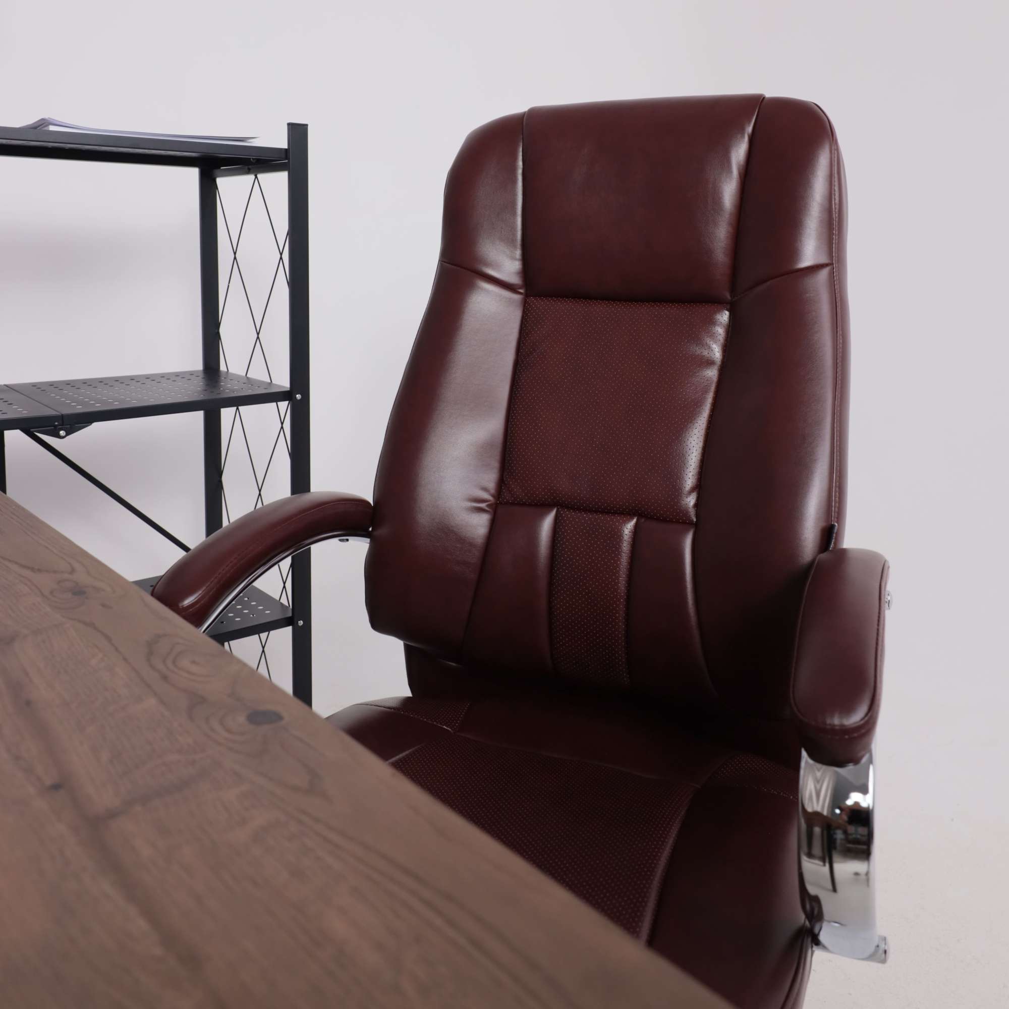 Кресло поворотное King, темно-коричневый, экокожа