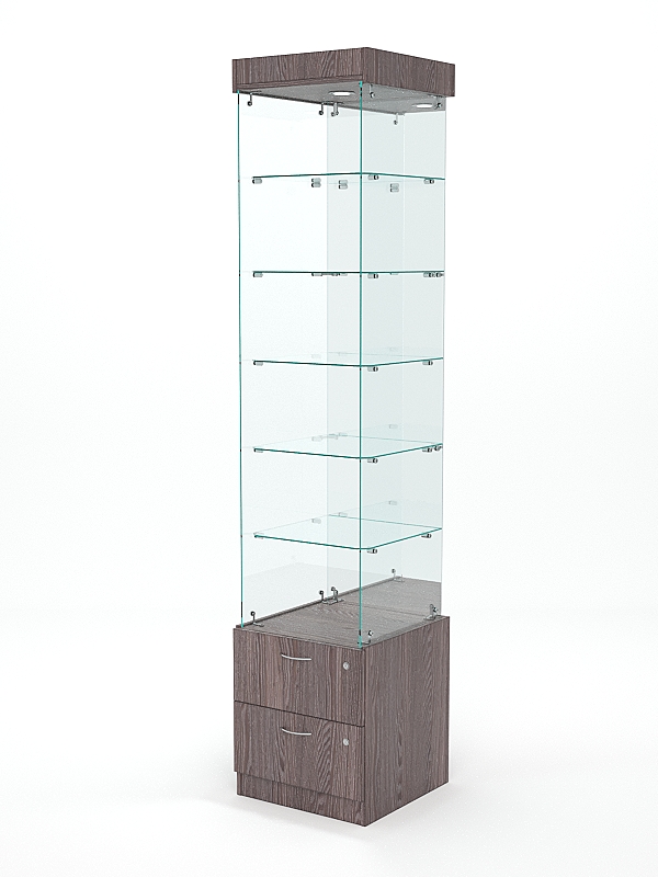 Витрина стеклянная "ХРУСТАЛЬ" №604 (без дверки, задняя стенка - зеркало)