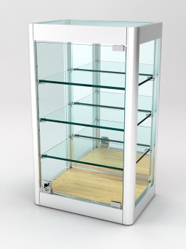 Витрина из профиля настенная "ВАЙБ ИКС" №6-3П-З-220 (задняя стенка Зеркало), Дуб Золотистый