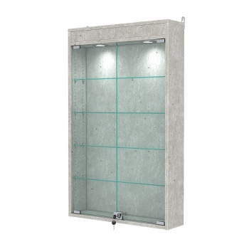 Витрина настенная с регулировочными полками №2-3А-РЕГ с подсветкой, Метрополитан Грей