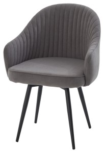 Стул ШЕЛЛ 360 град. поворот. цвет B28 Темно-серый, велюр / черный каркас