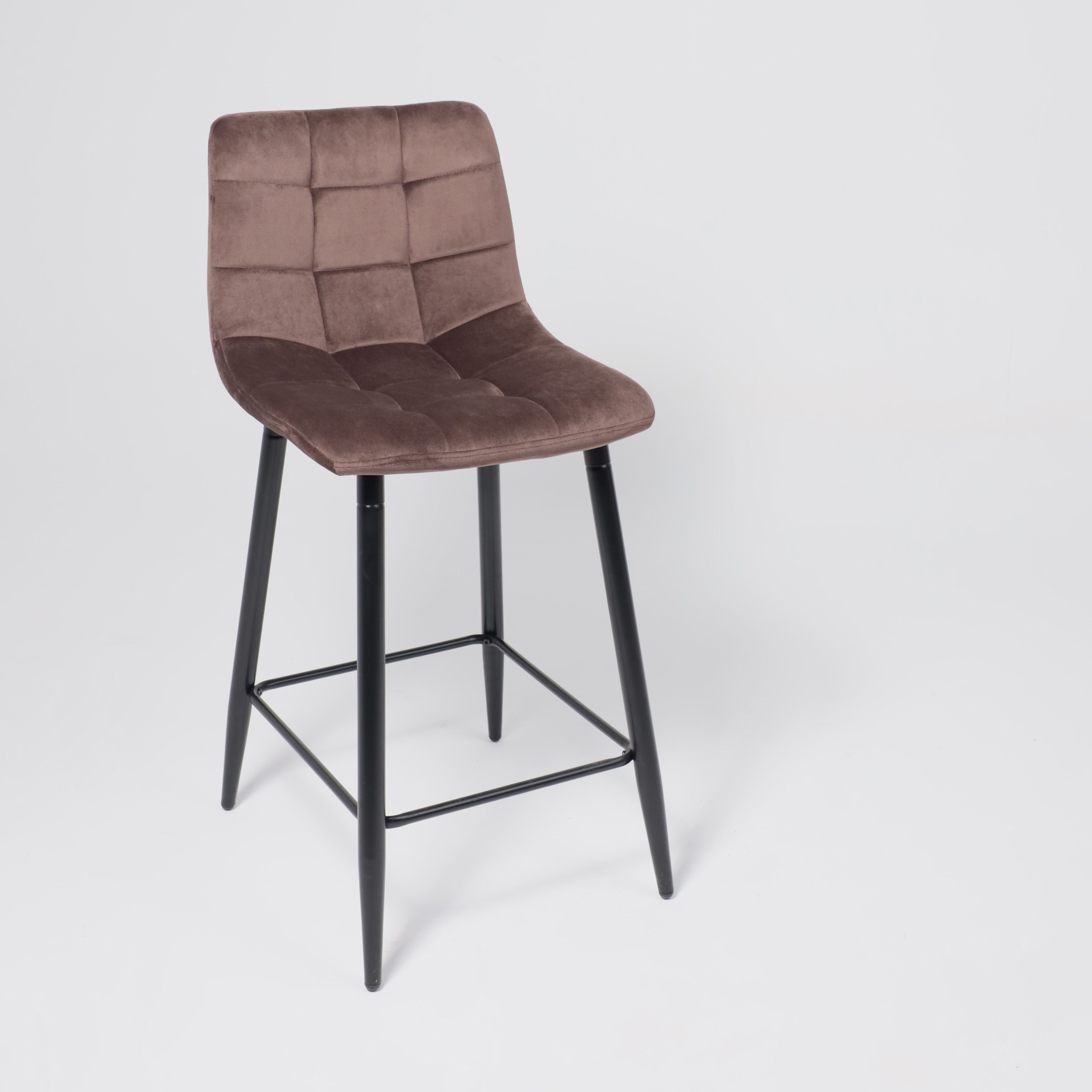 Стул барный Mia, коричневый, велюр
