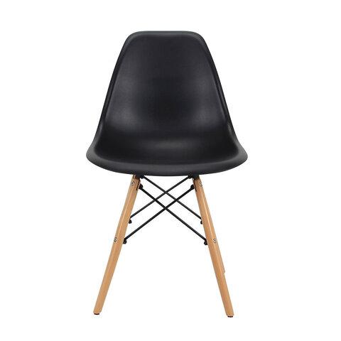 Стулья BRABIX "Eames CF-010", КОМПЛЕКТ 4 шт., пластик черный, опоры дерево/металл, 532631