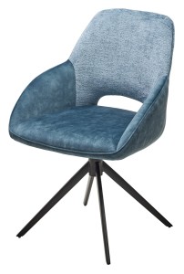 Стул БЕРРИС (BERRIES) 360 град. Синий Loris-37, велюр / темно-синий 7525-56 / черный каркас, DISAUR