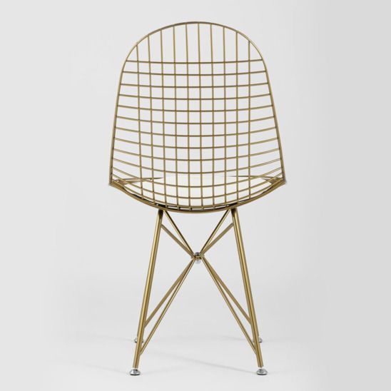 Стул обеденный Eiffel золотой, с белой подушкой